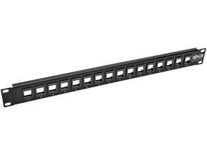 Tripp Lite 16-Port 1U Rack-Mount Unshielded Blank Keystone/Multimedia Patch Panel, RJ45 Ethernet, USB, HDMI, Cat5e/6 (N062-016-KJ)