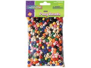 Pony Beads, Plastic, 6Mm X 9Mm, Assorted Colors, 1000/Pack Pony Beads, Plastic, 6Mm X 9Mm, Assorted Colors, 1000/Pack