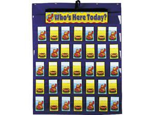 Attendance/Multiuse Pocket Chart, 35 Pockets/Two-Sided Cards, Blue, 30 Attendance/Multiuse Pocket Chart, 35 Pockets/Two-Sided Cards, Blue, 30