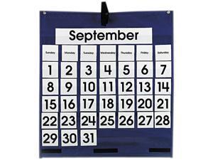 Monthly Calendar 43-Pocket Chart With Day/Week Cards, Blue, 25 X 28 1/ Monthly Calendar 43-Pocket Chart With Day/Week Cards, Blue, 25 X 28 1/