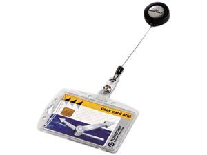 Shell-Style Id Card Holder, Vertical/Horizontal, With Reel, Clear, 10/