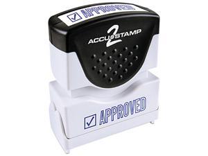 Accustamp2 Shutter Stamp With Microban, Blue, Approved, 1 5/8 X 1/2 Accustamp2 Shutter Stamp With Microban, Blue, Approved, 1 5/8 X 1/2