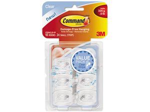 Clear Hooks & Strips, Plastic, Mini, 18 Hooks &Pack Clear Hooks & Strips, Plastic, Mini, 18 Hooks &Pack