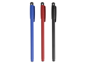Targus Antimicrobial Stylus & Pen (3 Pack) - 3 Pack - Rubber - Black, Red, Blue -  AMM0601TBUS