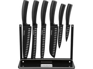 Cuisinart C77NS-7P 7-Piece Nonstick Cutlery Knife Set with Acrylic Stand, Black