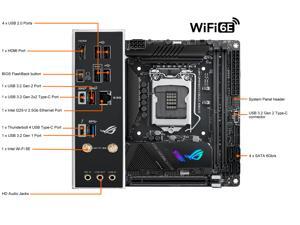 ASUS ROG STRIX Z590-I GAMING WIFI LGA 1200 Intel Z590 SATA 6Gb/s Mini ITX Intel Motherboard ASUS ROG STRIX Z590-I GAMING WIFI LGA 1200 Intel Z590 SATA 6Gb/s Mini ITX Intel Motherboard