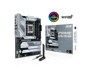 ASUS Prime X670E-PRO WIFI 6E Socket AM5 (LGA 1718) Ryzen 7000 ATX Motherboard (PCIe 5.0, DDR5, 14+2 Teamed Power Stages, 4x M.2 slots, USB 3.2 Gen 2x2 Type-C, USB4 Support, WIFI 6E, and 2.5G Ethernet)