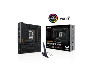 ASUS TUF GAMING B760M-BTF WIFI Intel® B760 (LGA 1700) mATX motherboard with DDR5, PCIe 5.0, three PCIe 4.0 M.2 slots, 12+1 DrMOS, Intel® Wi-Fi 6, Realtek 2.5Gb Ethernet, DisplayPort, HDMI
