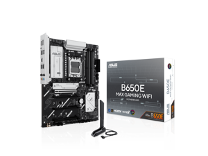 ASUS B650E MAX GAMING WIFI AMD B650 ATX motherboard, DDR5, PCIe 5.0 Ready, 3x M.2 slots, Wi-Fi 6E, Realtek 2.5Gb Ethernet, DisplayPort, HDMI, USB 10Gbps Type-A & Type-C, BIOS FlashBack, Aura Sync