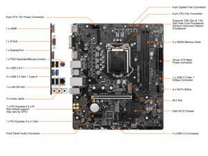 MSI H510M PRO LGA 1200 Intel H510 SATA 6Gb/s Micro ATX Intel Motherboard MSI H510M PRO LGA 1200 Intel H510 SATA 6Gb/s Micro ATX Intel Motherboard