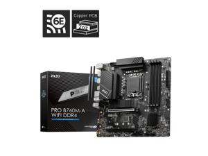 MSI PRO B760M-A WIFI DDR4 LGA 1700 (Intel 12th&13th Gen)  SATA 6Gb/s Micro ATX Motherboard,WiFi 6,Intel,2.5Gb LAN