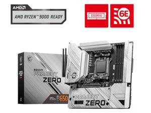 MSI B650M PROJECT ZERO AM5 AMD B650 Ryzen 7000 SATA DDR5 PCI-E x16 slot 2x M.2 Wi-Fi 6E Bluetooth 6Gb/s mATX Back Connect Design Motherboard