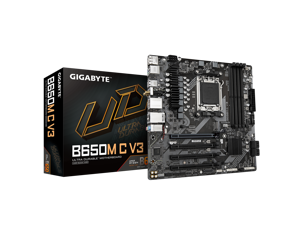 GIGABYTE B650M C V3 (rev. 1.0) AM5 LGA 1718 AMD B650 M-ATX Motherboard, DDR5, PCIe 4.0 M.2, PCIe 4.0, USB 3.2 Gen1 Type-C, 1GbE LAN, Q-Flash Plus, EZ-Latch