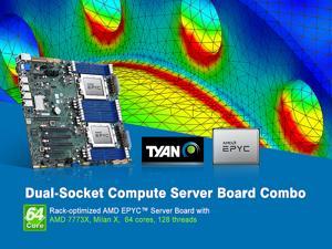 Tyan S8253 Motherboard and AMD Dual Milan 7773X 64-Core CPU combo deal.  Factory Installed/Tested/Burn-in/Shipped