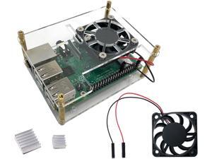 Micro Connectors RAS-PCS06 Acrylic Stackable Raspberry Pi Case with Fan
