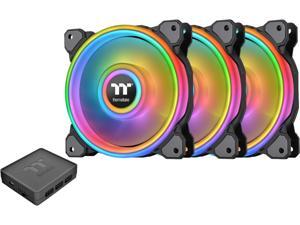 Thermaltake Riing Quad 120mm 16.8 Million RGB Color (Alexa, Razer Chroma) Software Enabled 4 Light Rings 54 Addressable LED 9 Blades Hydraulic Bearing Case/Radiator Fan, 3 Pack, CL-F088-PL12SW-B Thermaltake Riing Quad 120mm 16.8 Million RGB Color (Alexa, Razer Chroma) Software Enabled 4 Light Rings 54 Addressable LED 9 Blades Hydraulic Bearing Case/Radiator Fan, 3 Pack, CL-F088-PL12SW-B