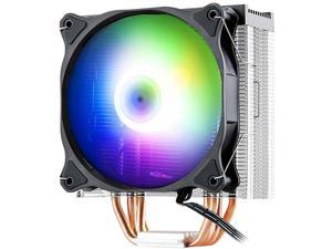 VICABO 120mm Silent CPU Cooler Fan with 4 Heatpipes Addressable RGB Square Frame Heatsink and Blue LED for Intel/AMD CPUs (775 115X AM4 AM3 AM2 Compatible)