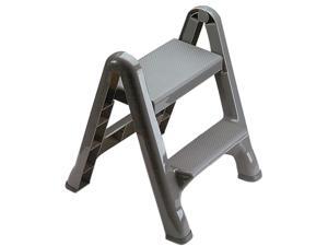 Rubbermaid 2 Step Slip Resistant Folding Plastic Stepstool with Foot Pads, Grey Rubbermaid 2 Step Slip Resistant Folding Plastic Stepstool with Foot Pads, Grey