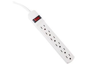 Six-Outlet Power Strip, 15-Foot Cord, 1-15/16 X 10-3/16 X 1-3/16, Ivory