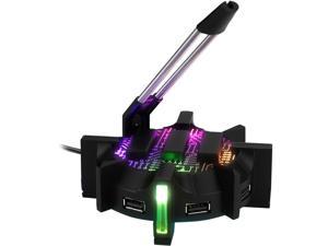 Enhance Pro Gaming Mouse Bungee Cable Holder - 4 Port Desktop USB Hub, 7 LED Modes, and increased Wire Management Support