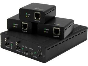 StarTech.com 3-Port HDBaseT Extender Kit with 3 Receivers - 1x3 HDMI over CAT5 Splitter - Up to 4K ST124HDBT StarTech.com 3-Port HDBaseT Extender Kit with 3 Receivers - 1x3 HDMI over CAT5 Splitter - Up to 4K ST124HDBT