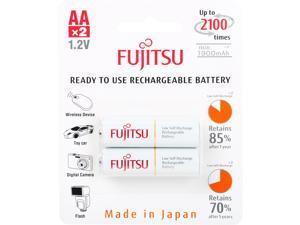 Fujitsu AA 2000mAh 2100 Cycles Ni-MH Pre-Charged Rechargeable Batteries 2 Pack (Made in Japan)