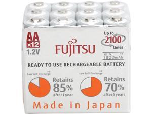 Fujitsu AA 2000 mAh 2100 Cycles Ni-MH Pre-Charged Rechargeable Batteries 12-Pack (Made in Japan)