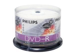 PHILIPS 4.7GB 16X DVD-R Inkjet Printable 50 Packs Disc Model DM4I6B50F/17 PHILIPS 4.7GB 16X DVD-R Inkjet Printable 50 Packs Disc Model DM4I6B50F/17