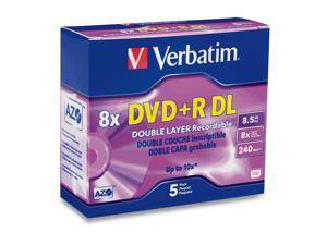 Verbatim 8.5GB 8X(Up to 10X with Compatible High Speed DVD+R DL Drives) DVD+R DL 5 Packs Branded Disc Model 95311