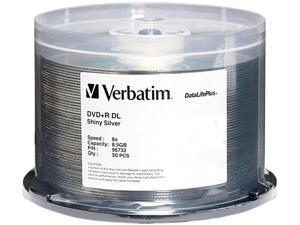 Verbatim 8.5GB 8X DVD+R DL 50 Packs DataLifePlus Shiny Silver Disc Model 96732