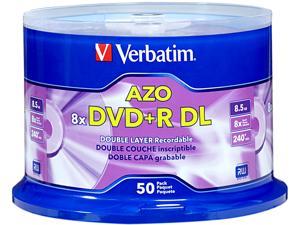 Verbatim DVD+R DL 8.5GB 8X with Branded Surface - 50pk Spindle