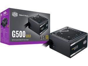 Cooler Master G500 Gold Power Supply, 500W 80+ Gold Efficiency, Intel ATX Version 2.52, Fixed Flat Black Cables. Quiet HDB Fan, 5 Year Warranty