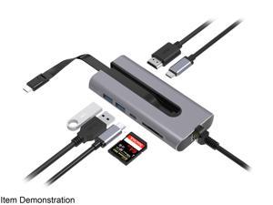Rosewill 7-Port Portable USB-C Mini Hub Docking Station, USB 3.1, 4K HDMI, 100W Power Delivery, Thunderbolt 3 Compatible with MacBook & Chromebook Laptops, RHUB-100W