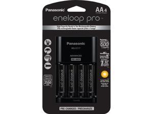 Panasonic Eneloop Pro AAAAA Individual Cell Battery Charger with 4 pack AA 2550mAh NiMH Rechargeable Batteries