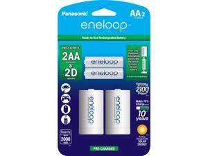 Panasonic K-KJS1MCA2BA eneloop 2-pack AA Rechargeable Batteries + 2 "D" Spacer Kit Panasonic K-KJS1MCA2BA eneloop 2-pack AA Rechargeable Batteries + 2 "D" Spacer Kit