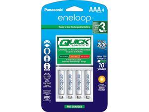 "Advanced" Individual Battery 3 Hour Quick Charger with 4 AAA eneloop Rechargeable Batteries "Advanced" Individual Battery 3 Hour Quick Charger with 4 AAA eneloop Rechargeable Batteries
