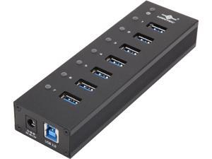 VANTEC UGT-AH710U3-BK 7-Port USB 3.0 Aluminum Hub with 12V/3A Premium Power Adapter