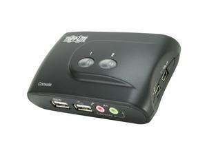 TRIPP LITE B004-VUA2-K-R 2-Port Compact USB KVM Switch w/Audio and Cable