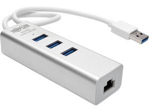 Tripp Lite USB 3.0 SuperSpeed to Gigabit Ethernet (GbE) NIC Network Adapter with 3 Port USB 3.0 Hub, USB Type-A (U336-U03-GB)