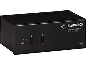 Black Box KV6222DP KVM Switch - Dual-Monitor, DisplayPort 1.2, 4K 60Hz, USB 3.0 Hub, Audio