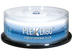 PlexDisc 25GB 6X BD-R Water Resistant Glossy White Inkjet Hub Printable 25 Packs Spindle Disc Model 633-C13