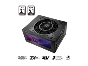 ASRock Phantom Gaming PG-1300G 1300W 80 PLUS GOLD & Cybenetics PLATINUM Full Modular Power Supply, ATX3.1 & PCIe5.1 Ready with Dual Color 12V-2x6 Cables(2pcs), 10 Years Warranty