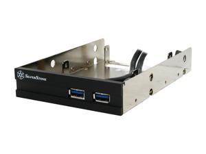 Aluminum front panel 2X USB 3.0 ports with 3.5" to 2X 2.5" bay converter device, Black