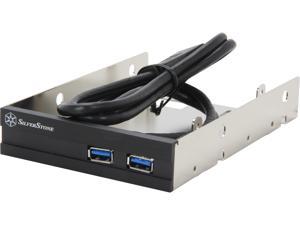 SilverStone FP36B-E 3.5" Aluminum Front Panel Bay Device for 2 x USB3.0 front ports with 19pin adapter cable and mounting slots for 2 x 2.5" HDD. (Black)