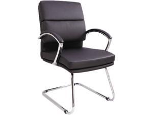 Alera Neratoli Series Slim Profile Guest Chair Black Soft Leather Chrome Frame