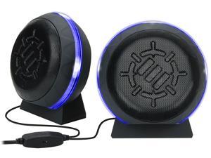 ENHANCE Gaming LED Computer Speakers with Subwoofer , Powerful 5W Drivers and In-Line Volume Control - Blue Lights , USB 2.0 Powered , 3.5mm Connection for PC , Desktop , Laptop , Notebook