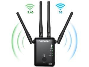 Wavlink AC1200 WiFi Extender Dual Band WiFi Range Extende, wifi Repeater / Access Point / Router / Media Bridge with 4 High Gain External Antenna 1200Mbps, 802.11AC, WPS Easy Set Up, Wall Plug
