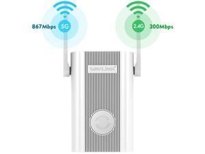 Wavlink AC1200 Dual Band WiFi Range Extender, Access Point Wireless Repeater Signal Amplifier Booster 2.4GHz 867Mbps + 2.4GHz 300Mbps with 2xHigh Gain External Antennas, 802.11ac, WPA2, WPA, Wall Plug