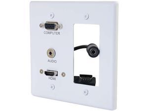 C2G 39877 HDMI, VGA, and 3.5mm Audio Pass Through Double Gang Wall Plate with One Decorative Cutout, White C2G 39877 HDMI, VGA, and 3.5mm Audio Pass Through Double Gang Wall Plate with One Decorative Cutout, White