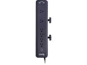 Plugable 6 AC Outlet Surge Protector with Clamp Mount for Workbench or Desk. Built-In 10.5W 2-Port USB Power for Android, Apple iOS, and Windows Mobile Devices